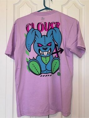 Lilac Graphic Tee with Blue Bunny Print